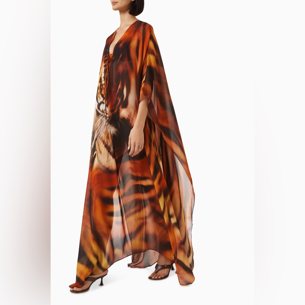 Skims X Roberto Cavalli Tiger Face Print Long Kaftan NWT NWB Small - Picture 2 of 9